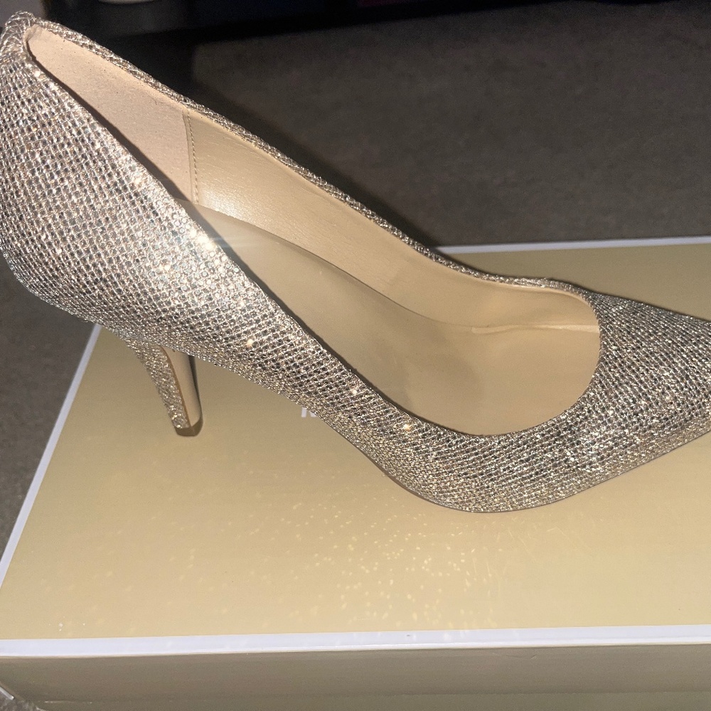 Michael Kors gold glitter heels